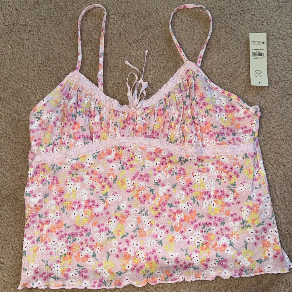 No Boundaries Pink Floral Smocked Cami Top